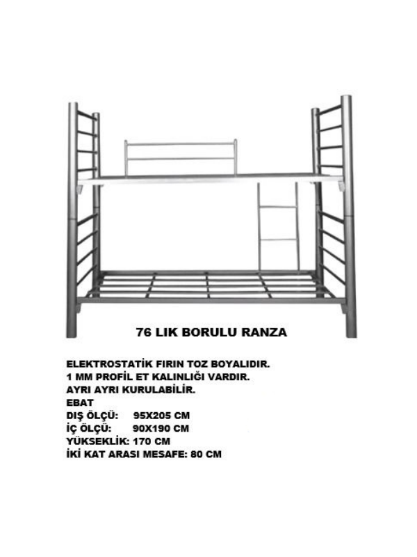 Şantiye Ranzası | 76'lık Borulu Ranza
